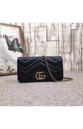 Fake Gucci GG Marmont original mini calfskin shoulder bag 488426 black HV08507bz90