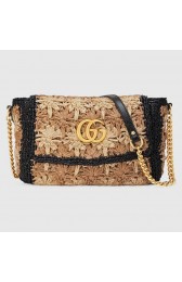 Fake Gucci GG Marmont raffia small shoulder bag 574433 Black HV07240QF99