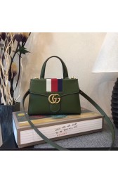 Fake Gucci marmont original leather top handle bag 476471 green HV11306xE84
