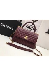 First-class Quality Chanel Classic Top Handle Bag A92991 wine Gold chain HV04968fm32