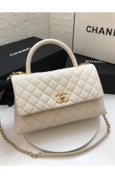 First-class Quality Chanel flap bag with top handle A92991 white HV02448xO55