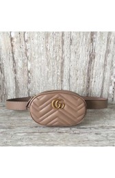 First-class Quality Gucci Marmont matelasse leather belt bag 476434 Apricot HV11208xO55