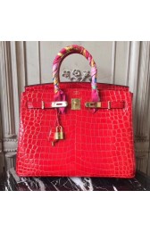 First-class Quality Hermes Birkin Tote Bag Croco Leather BK35 red HV05462Sf41