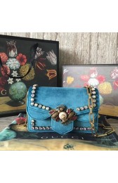 Gucci broadway mini Velvet Shoulder Bag 489218 blue HV09453Yv36