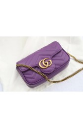 Gucci GG Marmont matelasse leather super mini bag 476433 purple HV03850Cw85