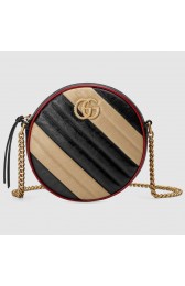 Gucci GG Marmont mini round shoulder bag 550154 Beige and black HV06301nE34