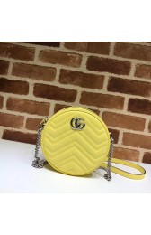 Gucci GG Marmont mini round shoulder bag 550154 Pastel yellow HV07584aj95