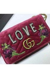 Gucci GG Marmont original suede leather shoulder bag 488426 pink HV01179nS91