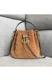 Gucci GG Marmont quilted leather bucket bag 525081 Camel suede HV01079KX51