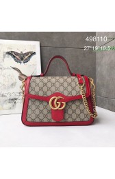 Gucci GG Marmont small top handle bag 498110 red HV09478nQ90