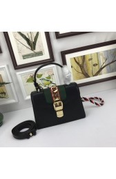 Gucci GG original leather sylvie embroidered mini bag A470270 black HV08355dE28