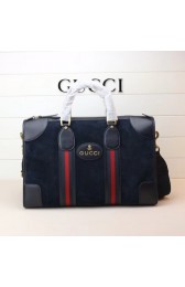 Gucci Suede duffle bag with Web 459311 Royal Blue HV00482Ri95