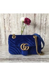 Gucci Velvet GG Shoulder Bag 446744 blue HV04111nE34