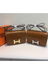 Hermes Constance Bag Croco Leather H6811 Brown HV01187vX95