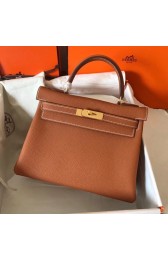Hermes original Togo leather kelly bag KL320 brown HV05259yx89