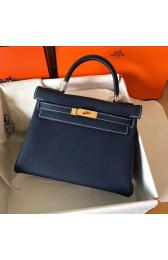 Hermes original Togo leather kelly bag KL320 dark blue HV00847pA42