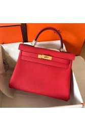 Hermes original Togo leather kelly bag KL320 red HV04347Tk78