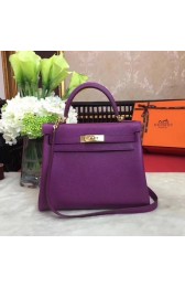 High Quality Imitation Hermes Kelly KY32 Tote Bag togo original Leather purple Gold hardware HV02535Vu82