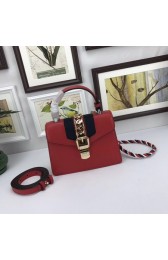 Imitation 1:1 Gucci GG original leather sylvie embroidered mini bag A470270 red HV07022LT32