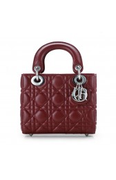 Imitation 2014 Dior Original leather 44552 red wine silver chain HV01569EY79