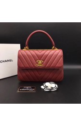Imitation AAA Chanel Classic Top Handle Bag V2371 red sheepskin gold chain HV00222RP55