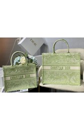 Imitation AAA SMALL DIOR BOOK TOTE Lime Toile de Jouy Reverse Embroidery M1296ZR HV07842RP55