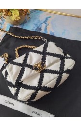 Imitation chanel 19 flap bag AS1160 White & Black HV08878Fo38