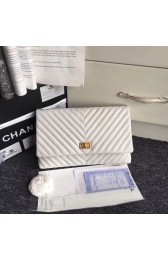 Imitation Chanel classic clutch Calfskin & Gold-Tone Metal 35629 white HV10579QN34