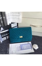 Imitation Chanel classic clutch velvet & Gold-Tone Metal 35629 blue HV04609SU34