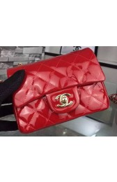 Imitation Chanel Classic mini Flap Bag Red Original Patent Leather CF7171 Gold HV02012Tm92