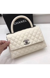 Imitation Chanel Classic Top Handle Bag A92991 white Silver chain HV03879SU34