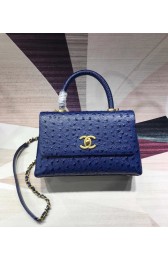 Imitation Chanel flap bag with top handle B93737 blue HV05228Fo38