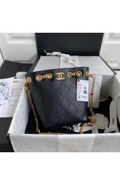Imitation Chanel Lambskin bucket bag AS2381 black HV01862uq94