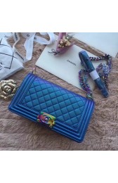 Imitation Chanel LE BOY Original Caviar Leather Shoulder Bag F67086 blue HV03950sJ18