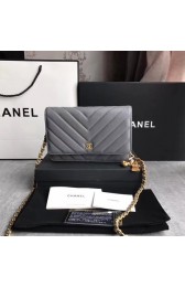 Imitation Chanel WOC Mini Shoulder Bag Original Caviar leather B33814 grey gold chain HV01817uq94