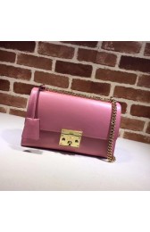 Imitation Gucci Cowhide Padlock medium GG shoulder bag 409486 pink HV01623Fo38