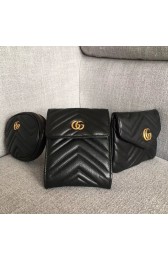 Imitation Gucci GG Marmont matelasse belt bag 524597 black HV03283SU87