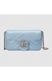 Imitation Gucci GG Marmont super mini bag 476433 Pastel blue HV08231Oz49