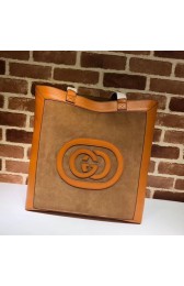 Imitation Gucci Grinding Original Leather Top Handle Shopping Bag GG519335 Maroon&Orange HV10407Tm92