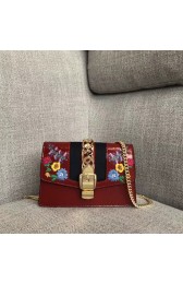 Imitation GUCCI Sylvie floral embroidered leather cross-body clutch 494646 red HV02569Nj42