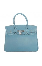 Imitation Hermes Birkin 30CM Tote Bags Smooth Togo Leather Blue HV02279KV93