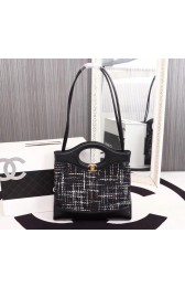 Imitation High Quality Chanel 31 large shopping bag Calfskin Tweed & Gold-Tone Metal A57977 grey&black HV01952Bo39