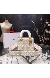 Imitation High Quality Dior CANNAGE Original Calfskin Leather Tote Bag 3891 Beige HV01157HH94