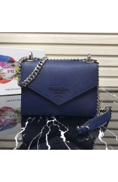 Imitation Prada Monochrome Saffiano leather bag 1BD127 blue HV09283ye39