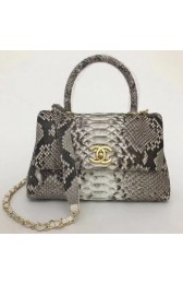 Knockoff Chanel CC original snakeskin top handle flap bag A93050 gray HV00086fY84