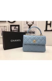 Knockoff Chanel Classic Top Handle Bag 2371 sky blue sheepskin gold chain HV00027JF45
