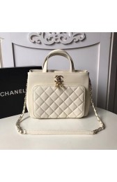 Knockoff CHANEL Shopping Bag Grained Calfskin & Gold-Tone Metal A93794 white HV00458tp21