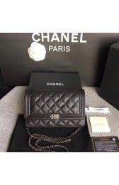 Knockoff Chanel WOC Mini Shoulder Bag Original Caviar leather LEBOY B33814 black silver chain HV01701yK94