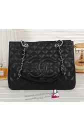 Knockoff High Quality Chanel Classic CC Shopping Bag Black Cannage Patterns A35899 Silver HV02725FA65