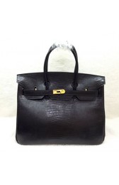 Knockoff High Quality Hermes birkin 35cm lizard leather tote bag H35 black HV00945FA65